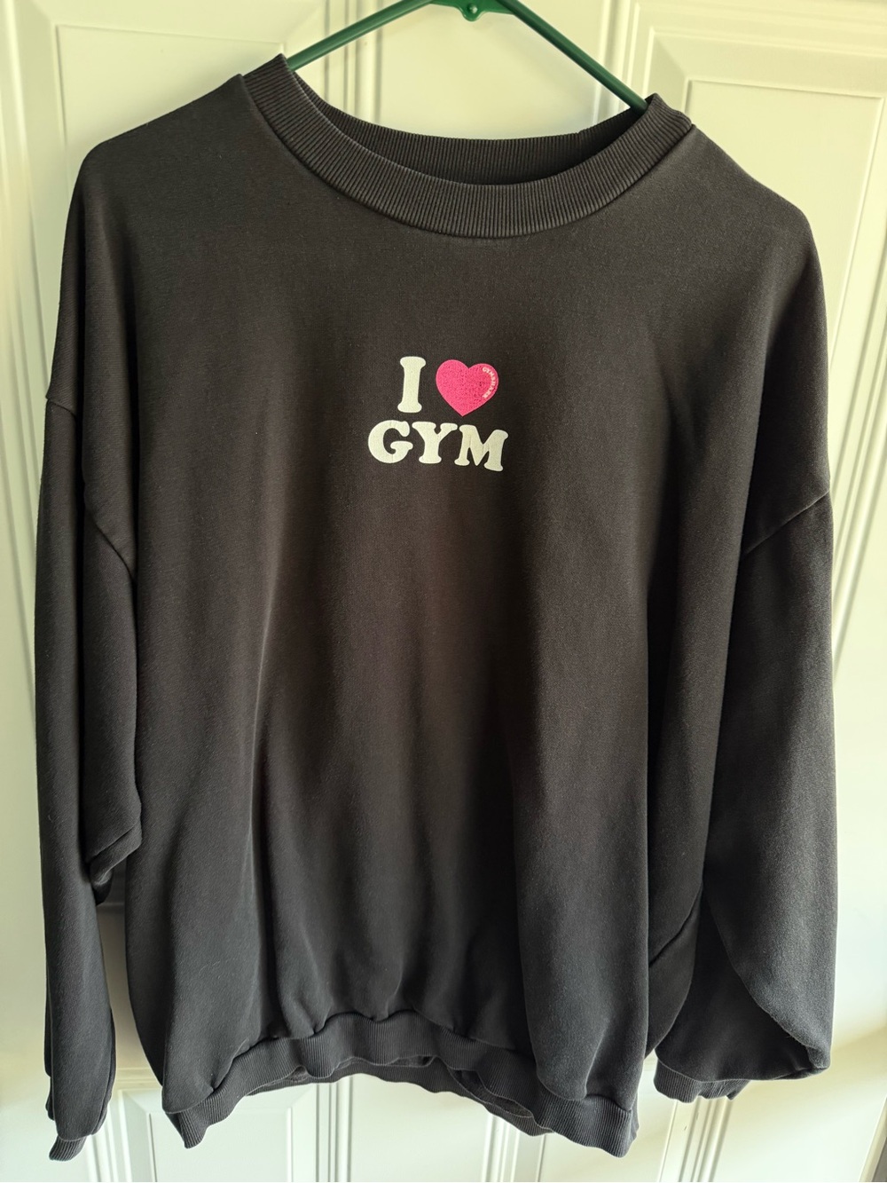 Gymshark Black Crewneck Sweatshirt with Pink Heart "I ♥ GYM" Print